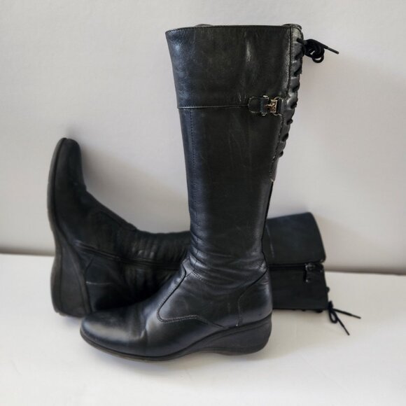 Nero Giardini Leather Boots Y2K Made In Italy Side Zipper - Back Lace-up detail - Picture 4 of 12